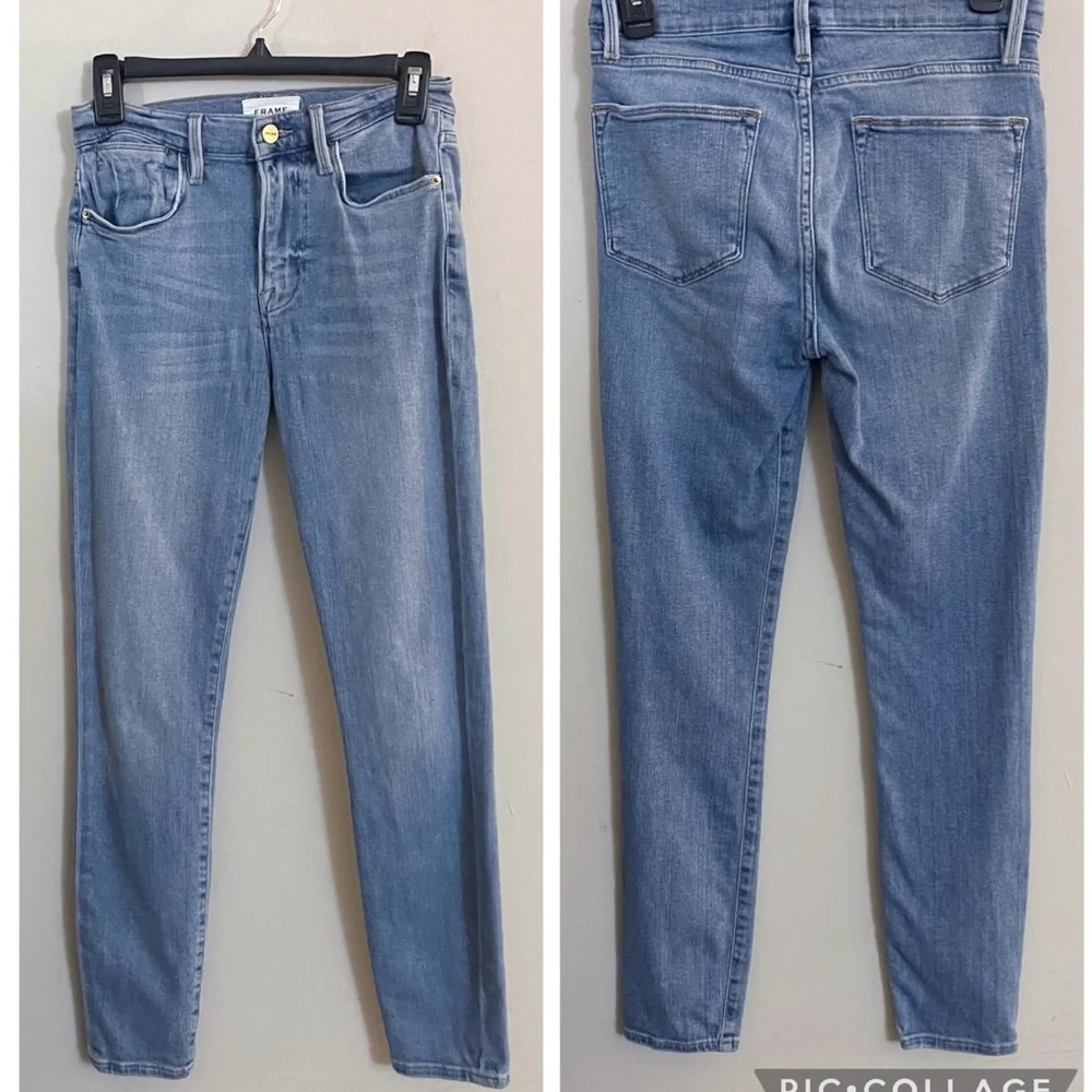 Frame Denim Women's Skinny Jeans in Light Blue Wash Festival Chic